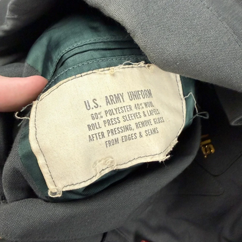 Vintage US Army Service Dress Jacket Mens 42L Tunic Major Engineers Patch
